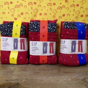 GAP Women's Flannel PJ Pant, 2-pack Red and Navy: Choice of Size: S, M, L